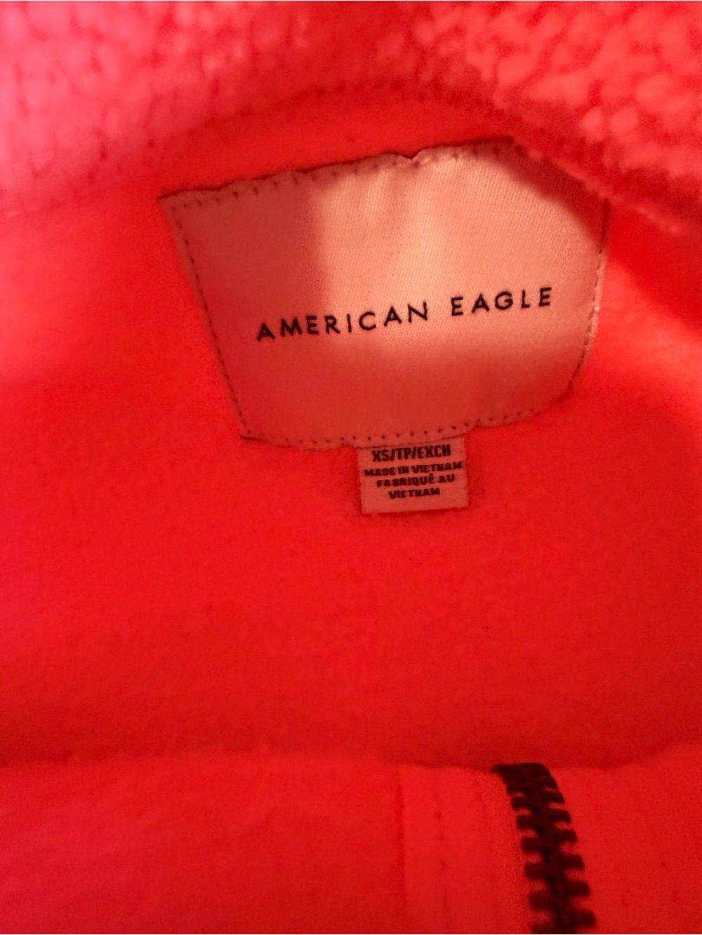 American Eagle Coral Sherpa Half Zip Cropped Pullover XS Cozy Fleece - Picture 5 of 6